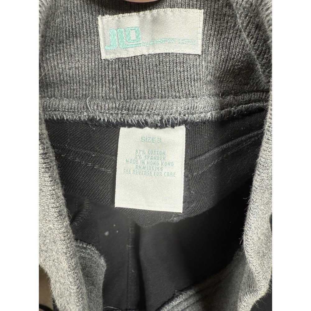 JLO Jennifer Lopez Flare Pants Womens 8 Black Gray Contrast Waistband Y2K Style - Picture 11 of 16